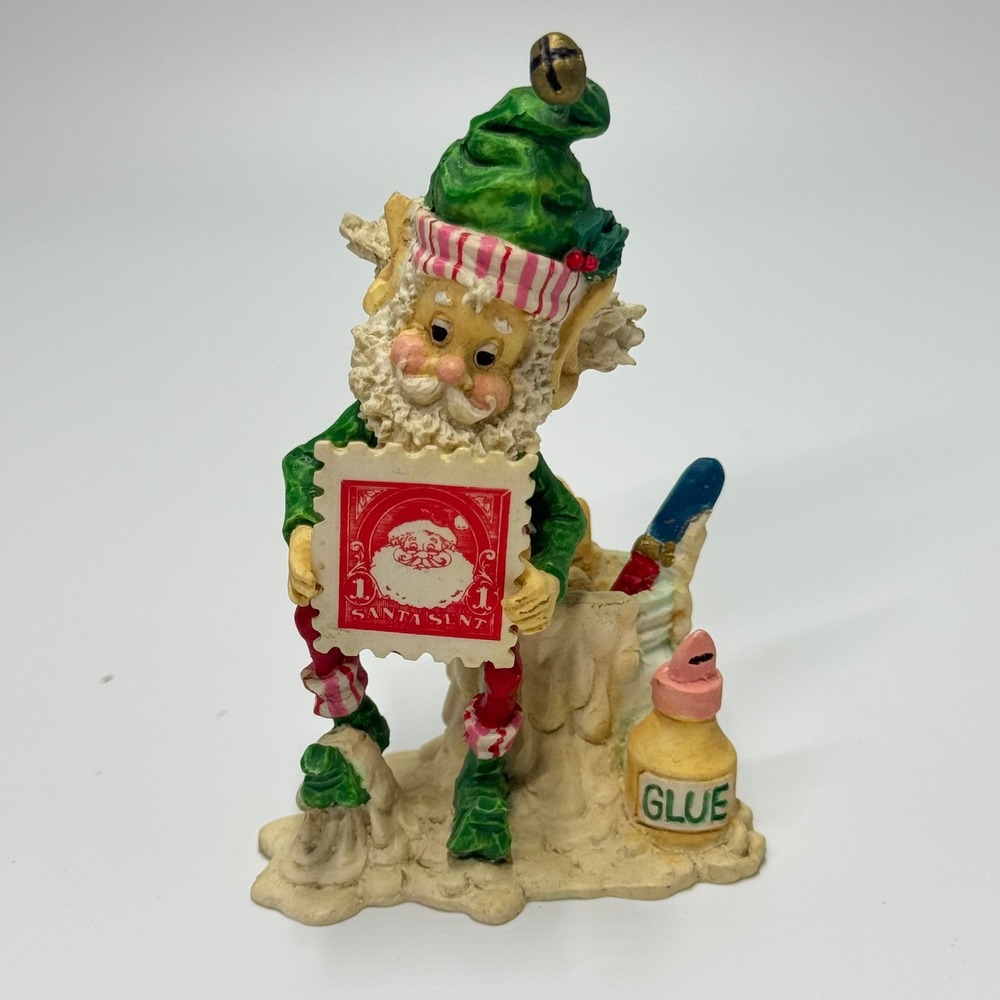 1994 Enesco Sandi Zimnicki Chipper Christmas Elf Figurine Santa Stamp 889694